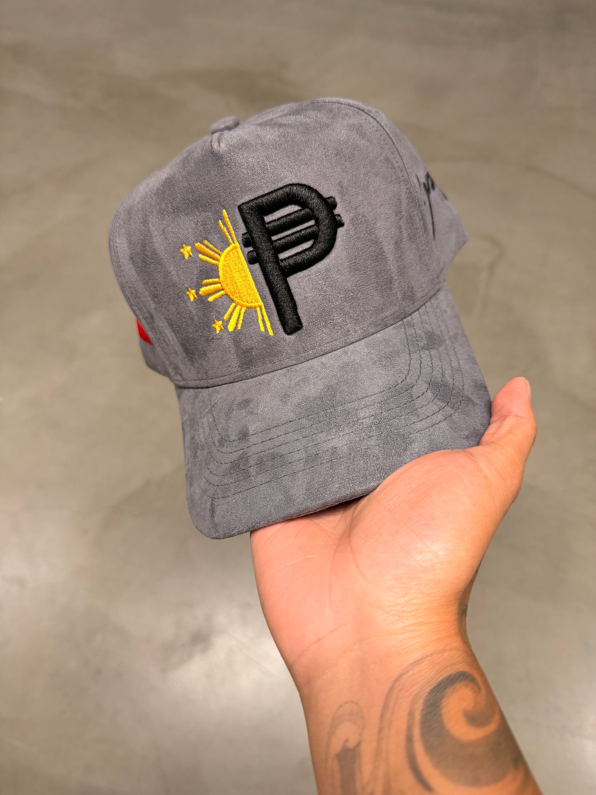 GREY SUEDE FILIPINO PESO SNAP