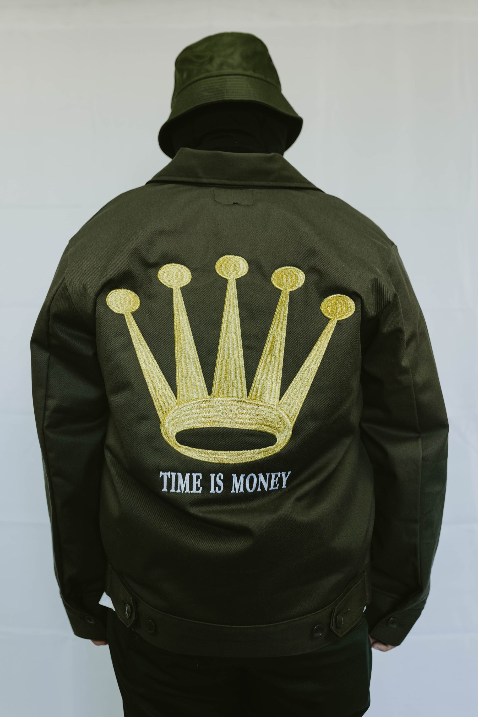 (OLIVE) TIME IS MONEY DICKIES JACKET