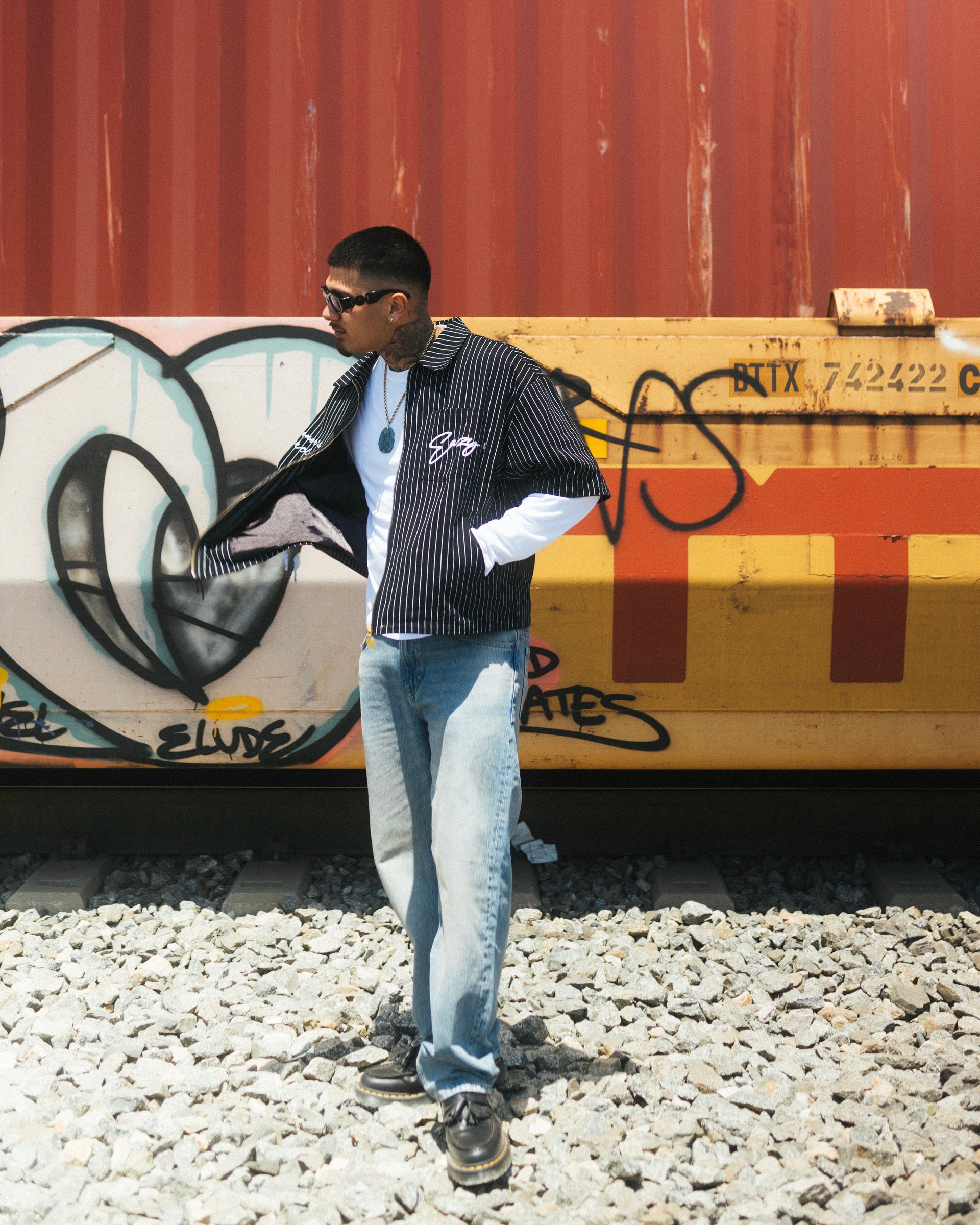 BLACK PINSTRIPE PLAY 2 WIN WORK SHIRT
