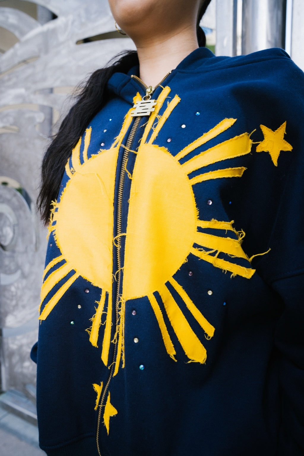 NAVY FILIPINO SUN HOODIE