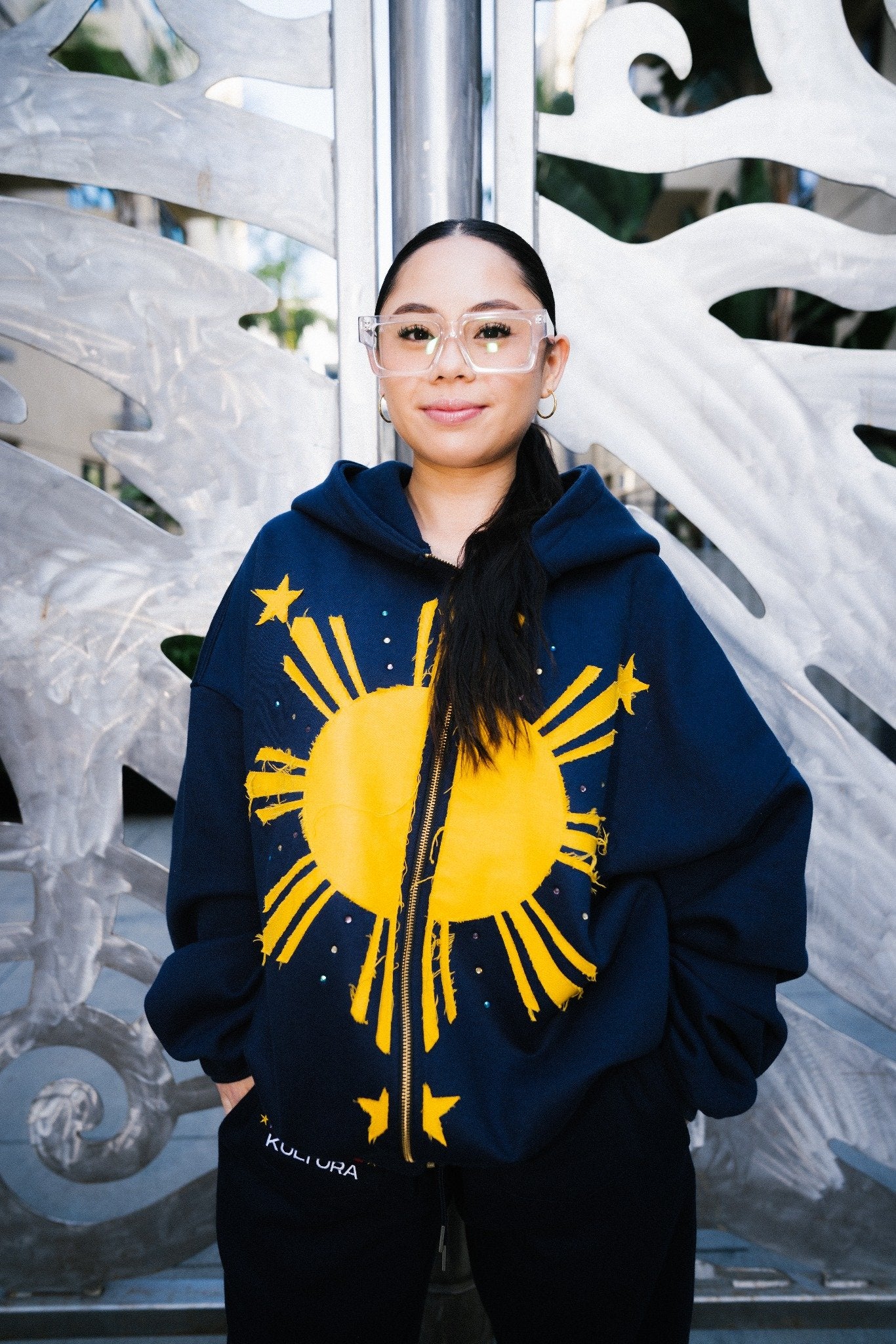 NAVY FILIPINO SUN HOODIE