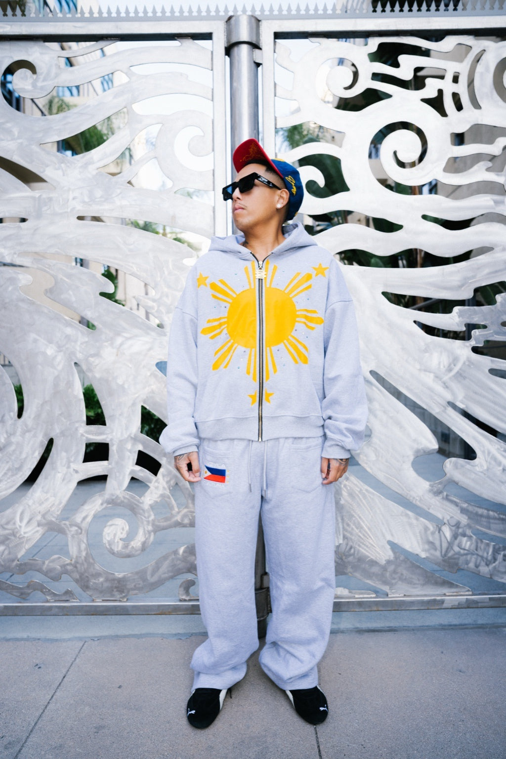 GREY FILIPINO SUN HOODIE