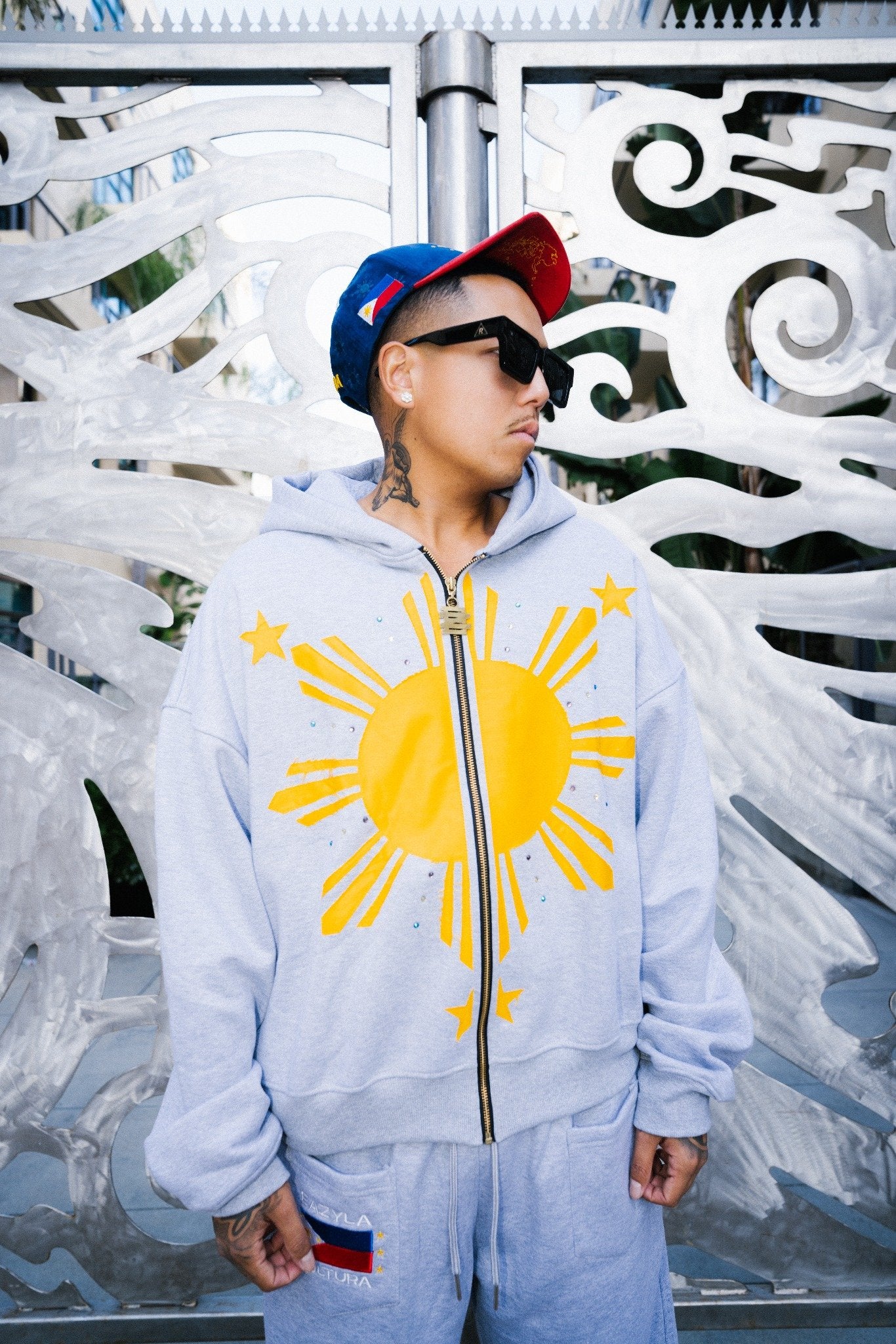 GREY FILIPINO SUN HOODIE