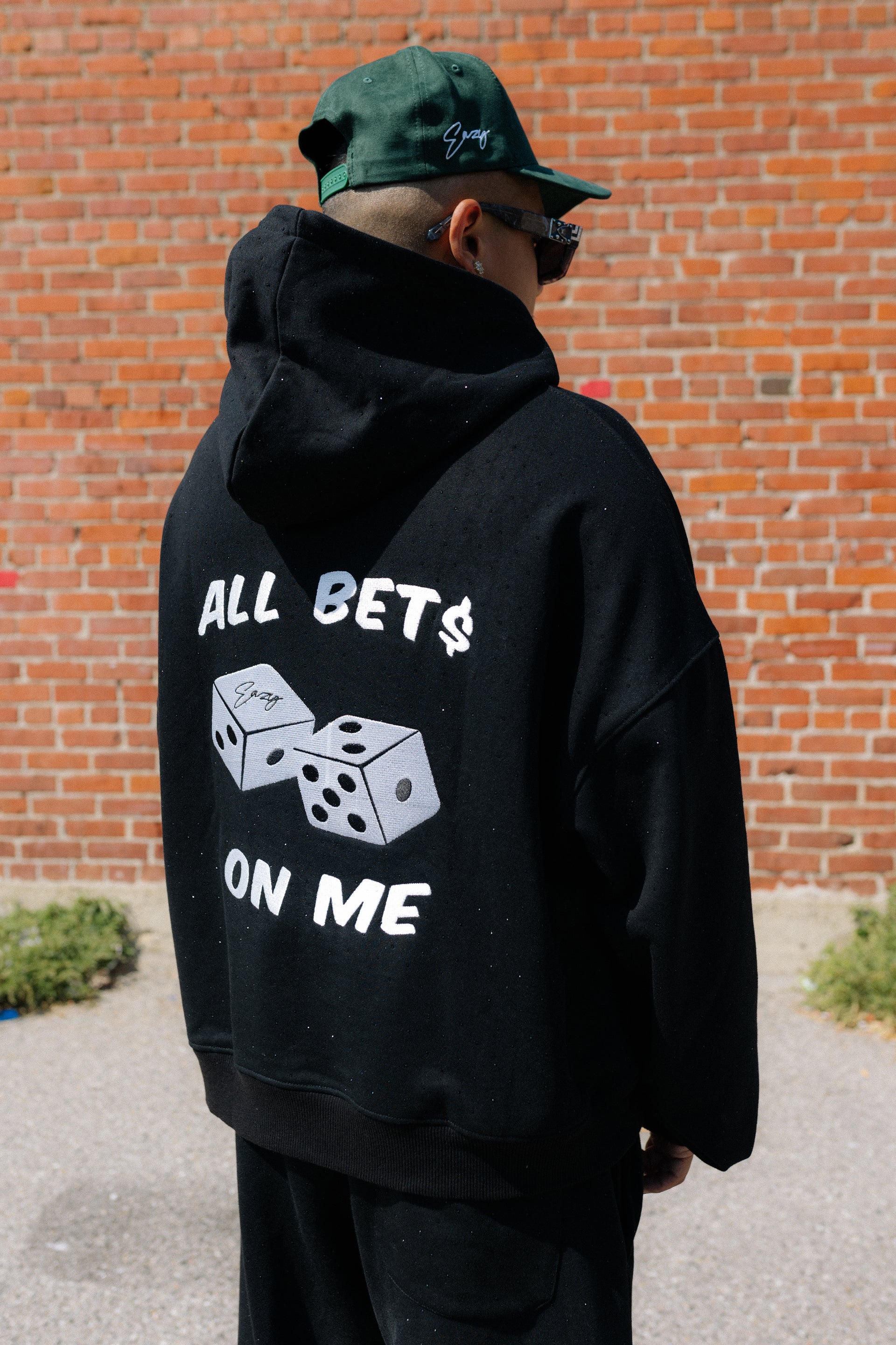 (BLACK) RHINESTONES ALL BET$ ON ME HOODIE