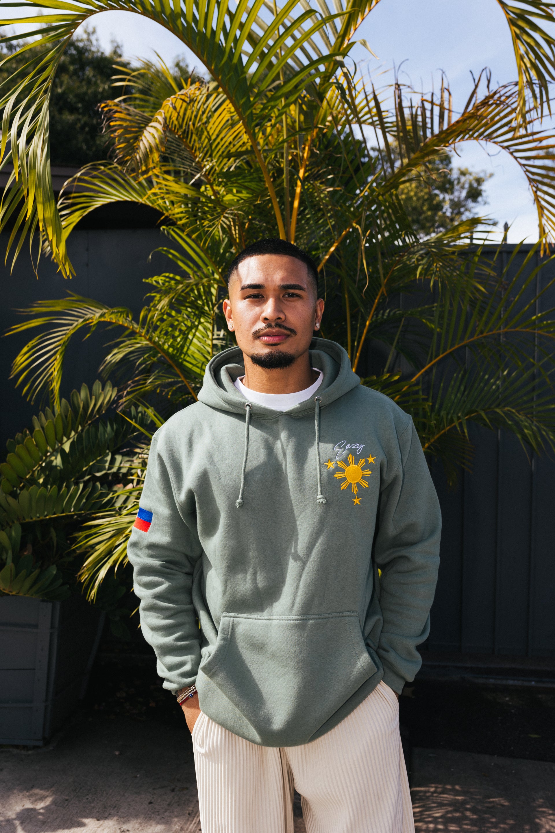 (SAGE GREEN) FILIPINO SUN & STARS HOODIE