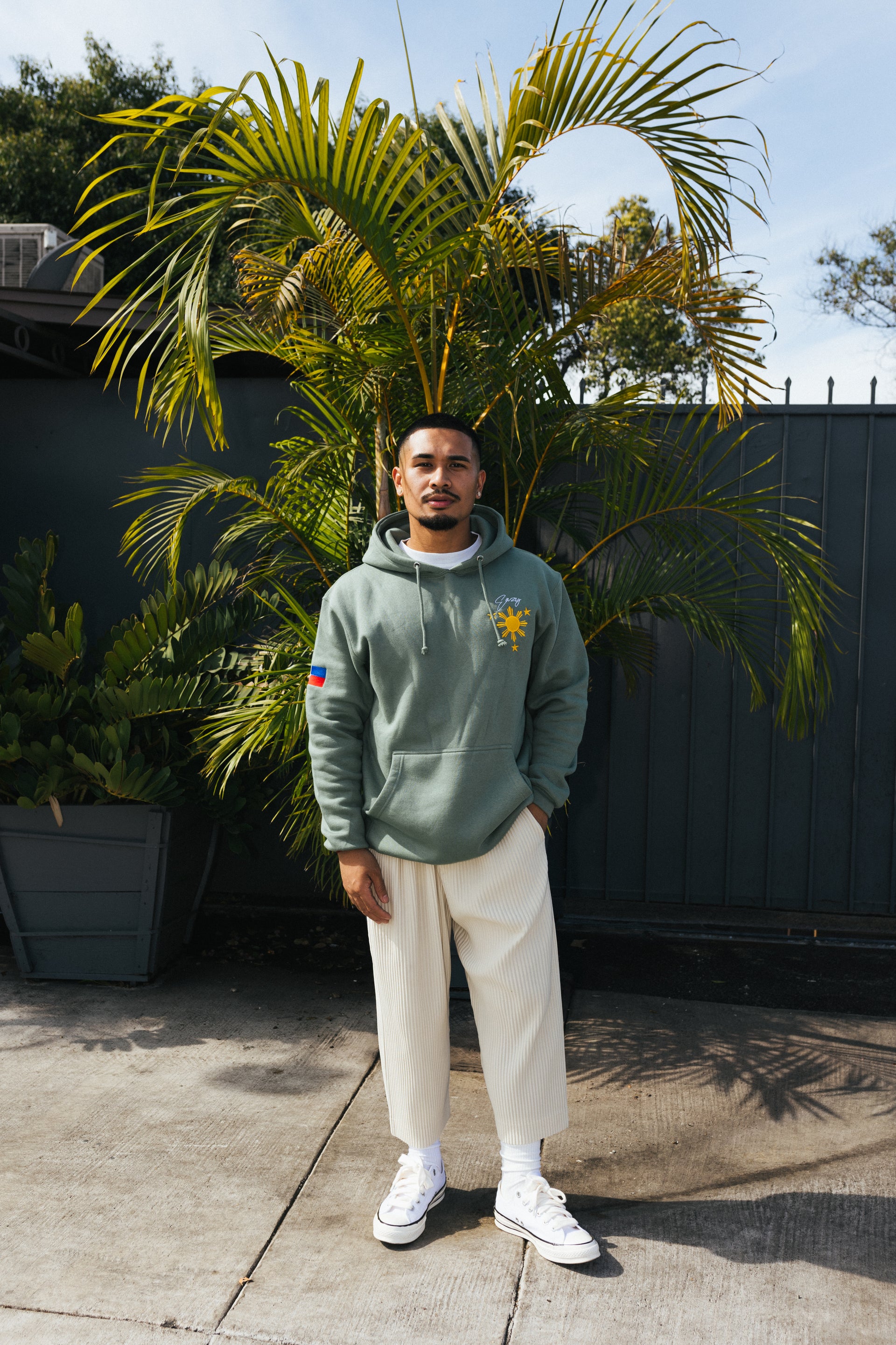 (SAGE GREEN) FILIPINO SUN & STARS HOODIE