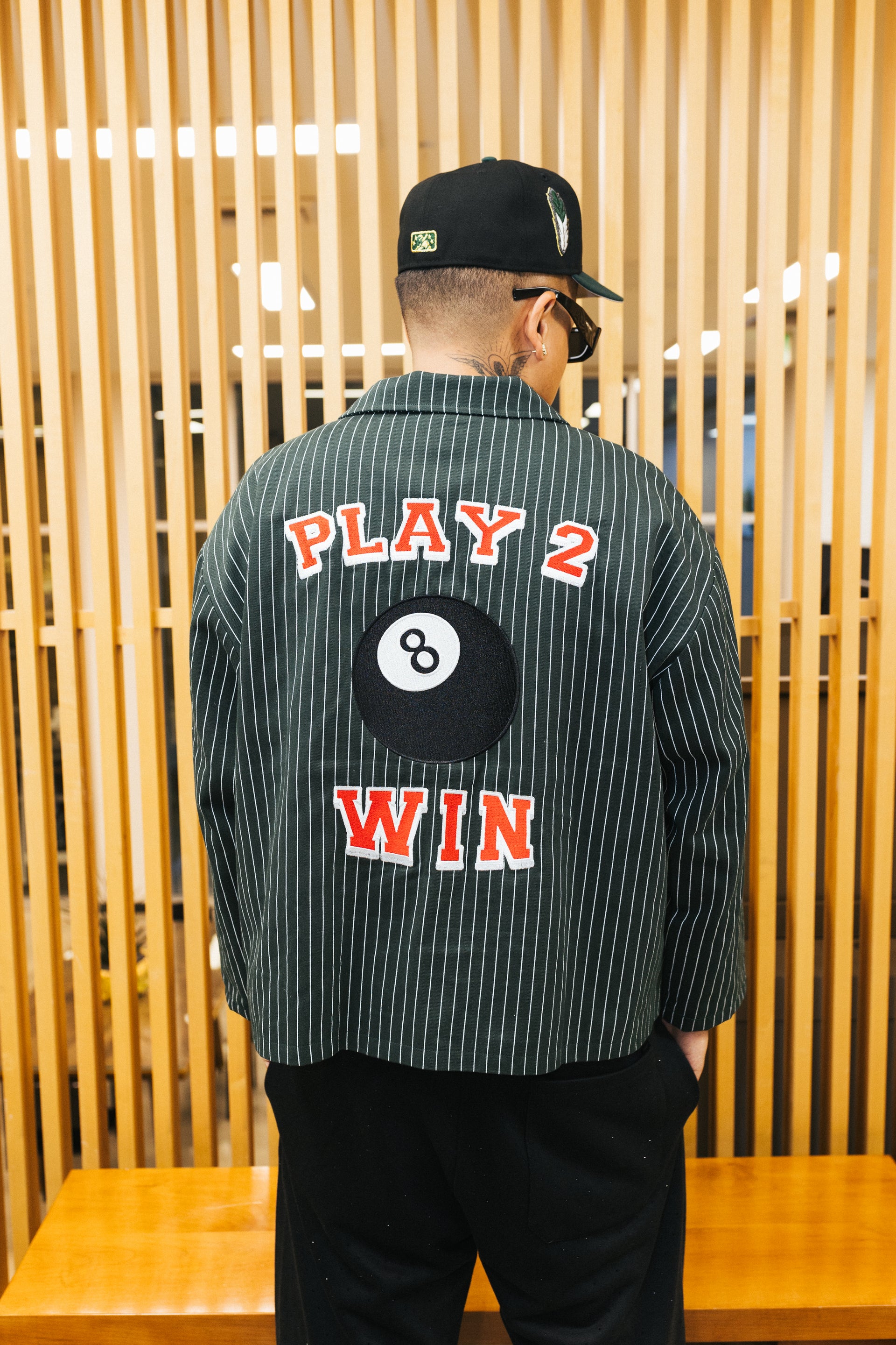 (FOREST GREEN/WHITE PINSTRIPE) PLAY 2 WIN WORK JACKET