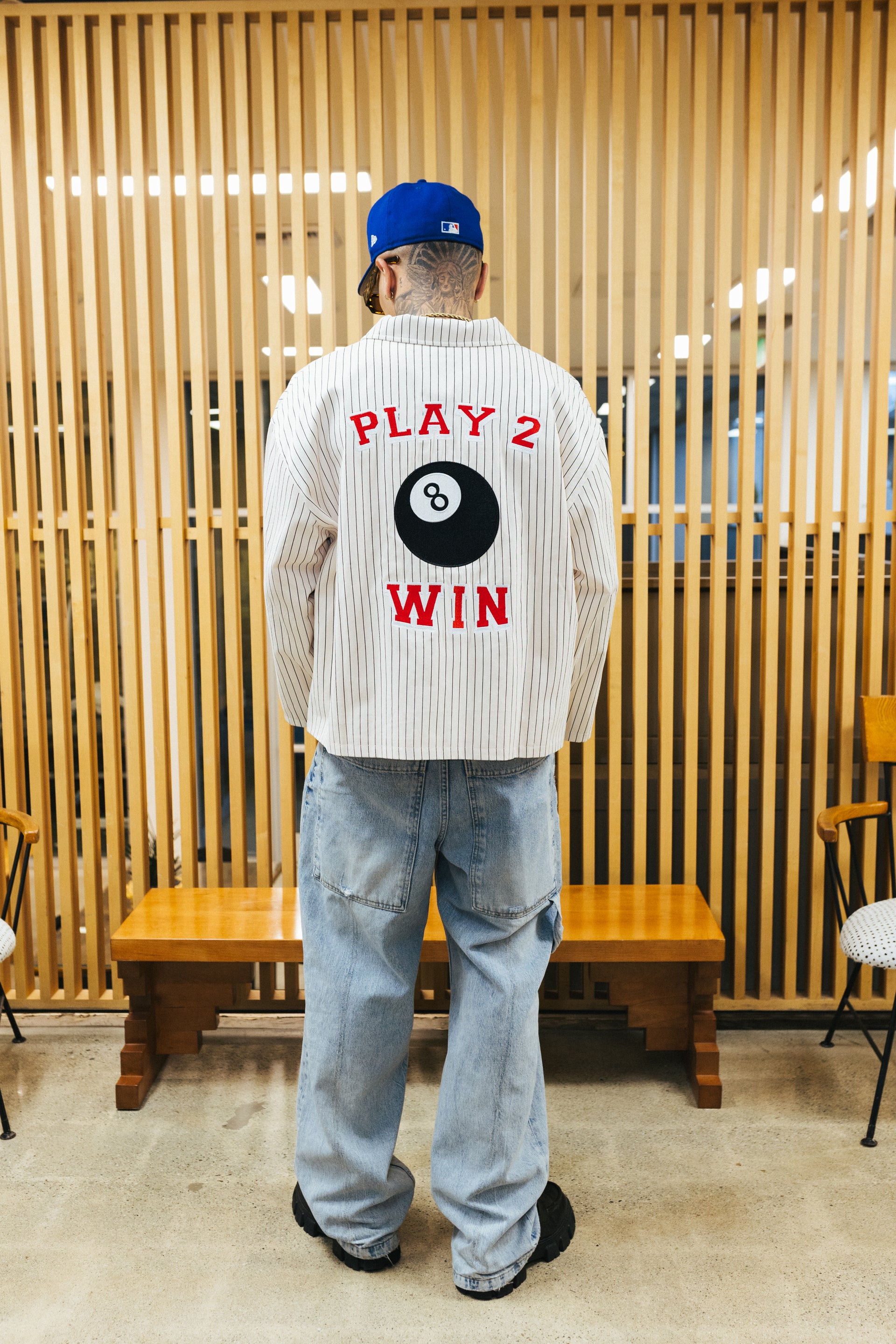 (CREAM/BLACK PINSTRIPE) PLAY 2 WIN WORK JACKET