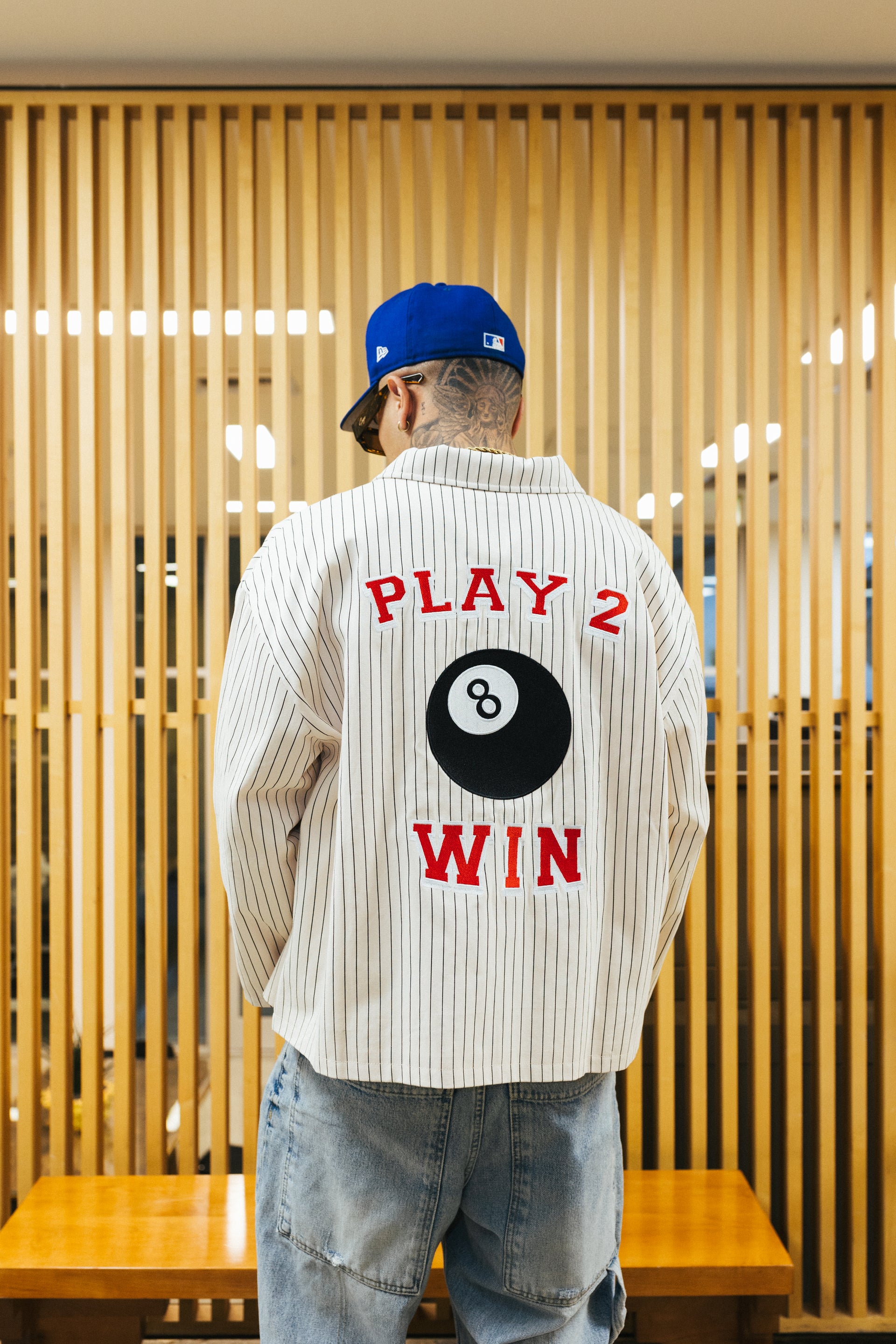 (CREAM/BLACK PINSTRIPE) PLAY 2 WIN WORK JACKET