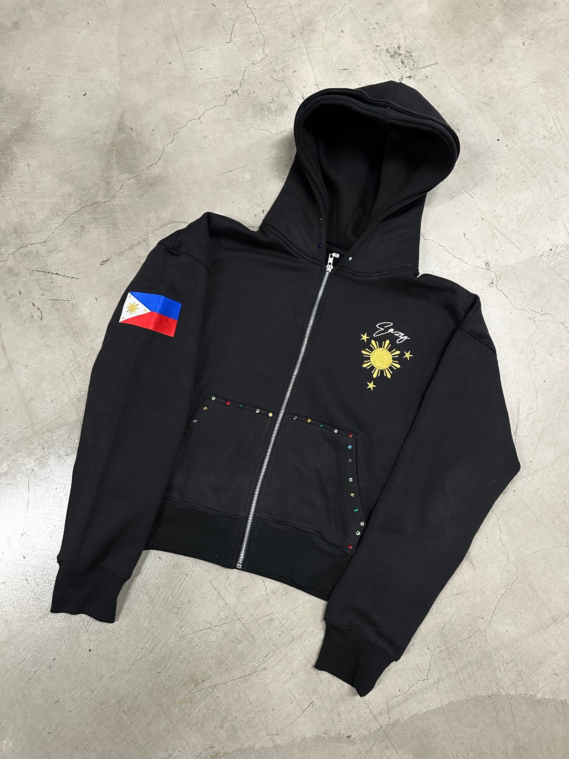 BLACK FILIPINO SUN & STARS HOODIE 2.0