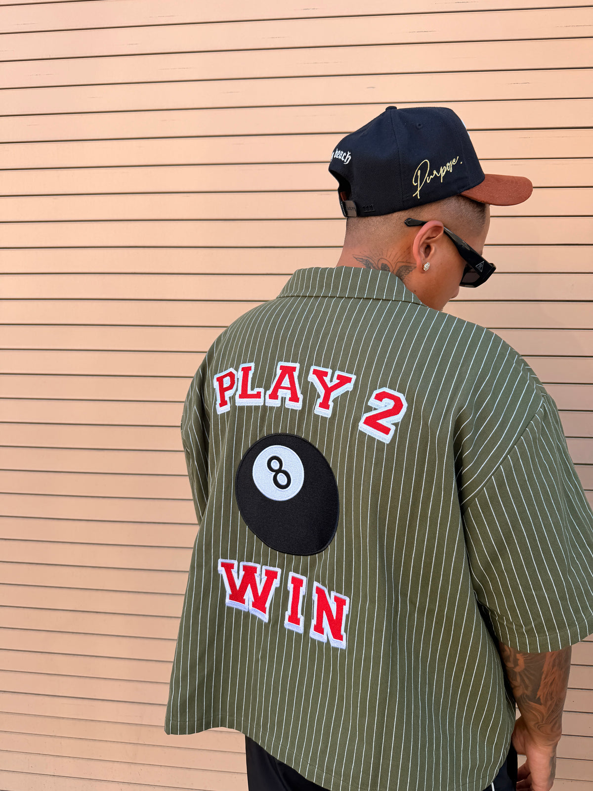 GREEN PINSTRIPE PLAY 2 WIN WORKSHIRT