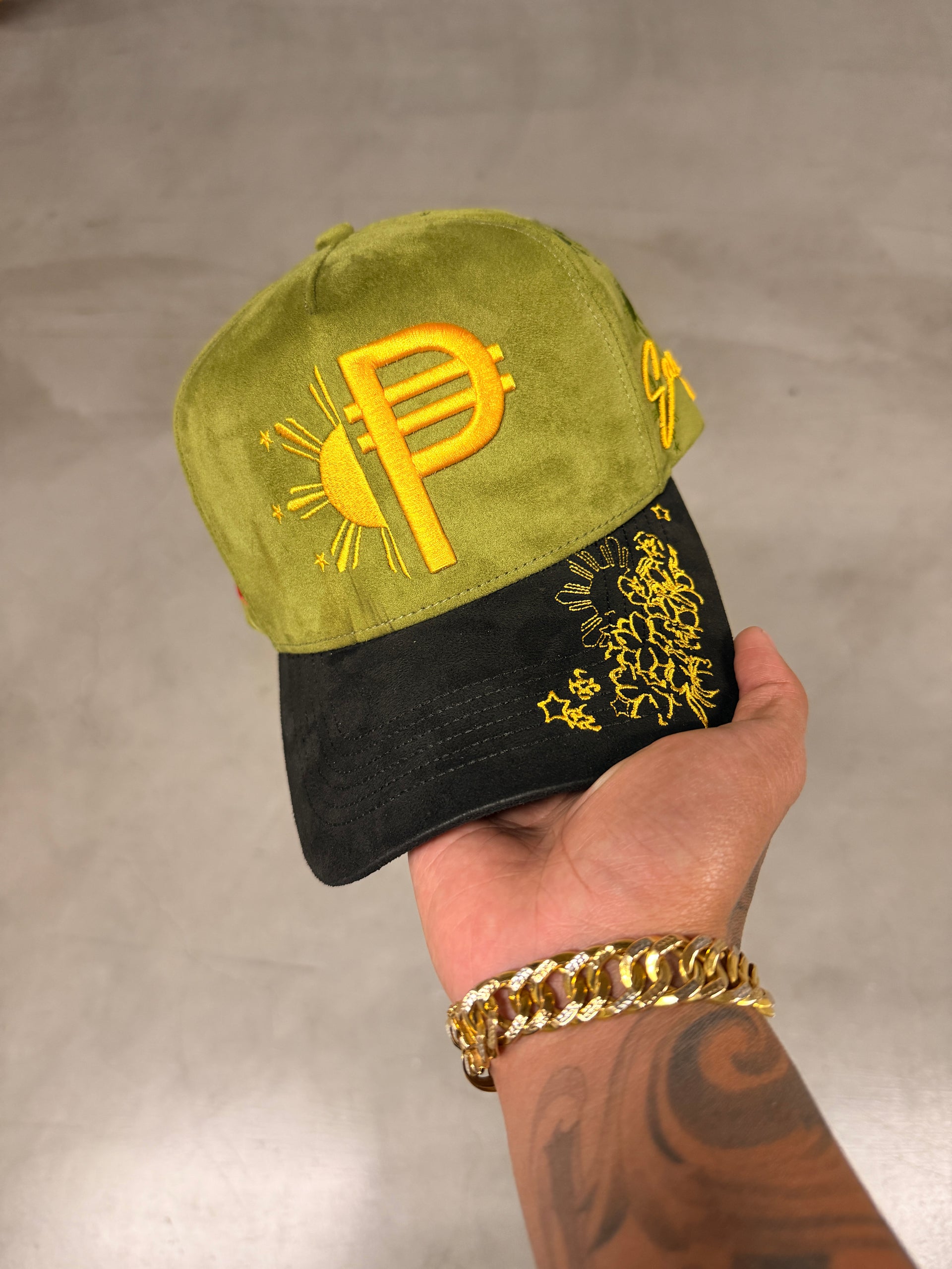 OLIVE SUEDE FILIPINO PESO SNAP
