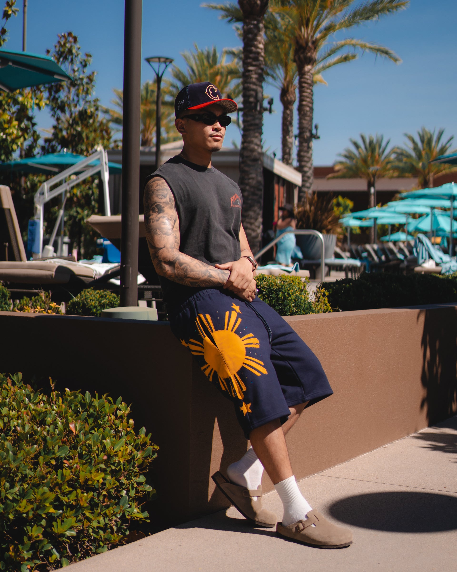 NAVY FILIPINO SUN SHORTS