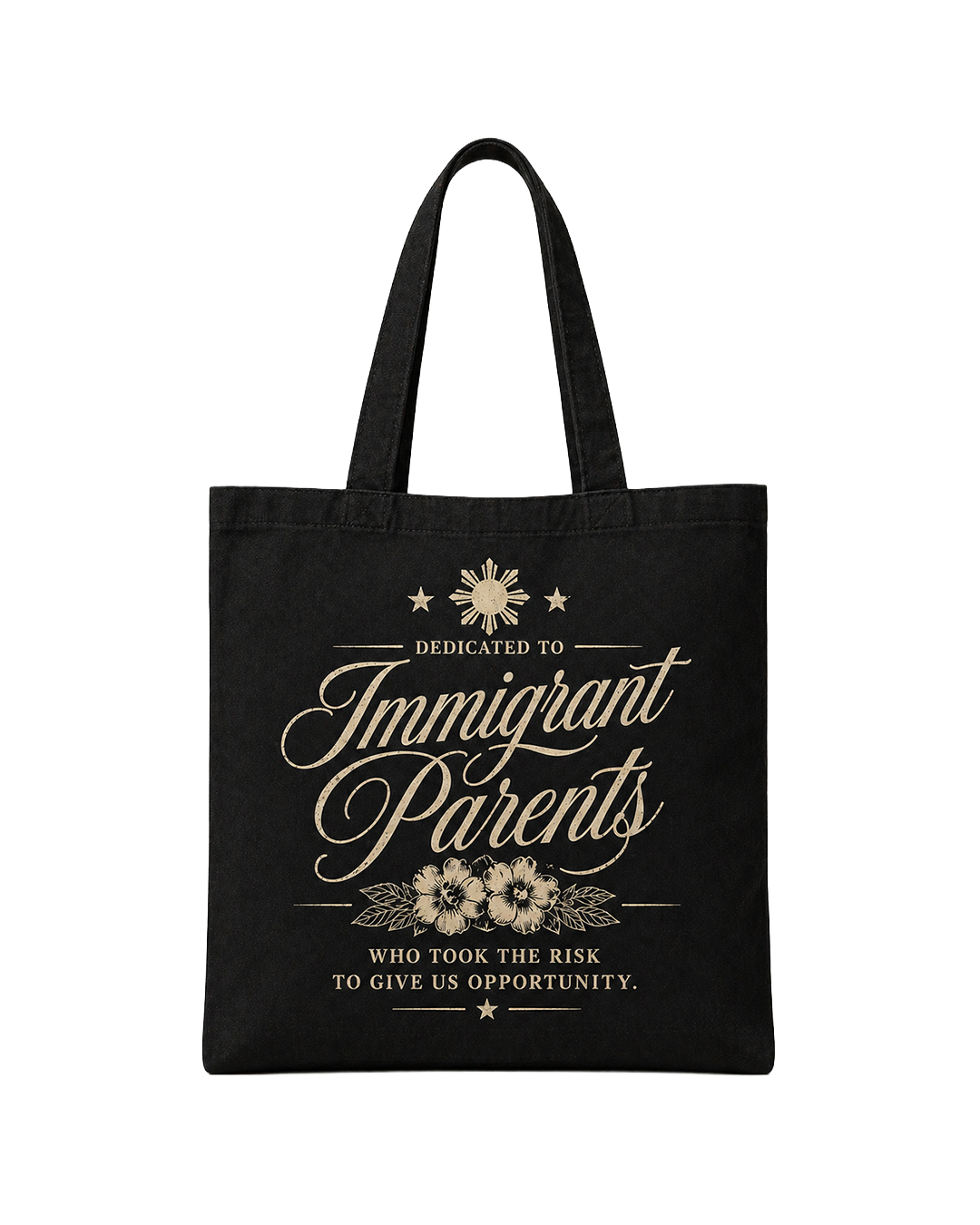 IMMIGRANT PARENTS TOTE BAG BLACK