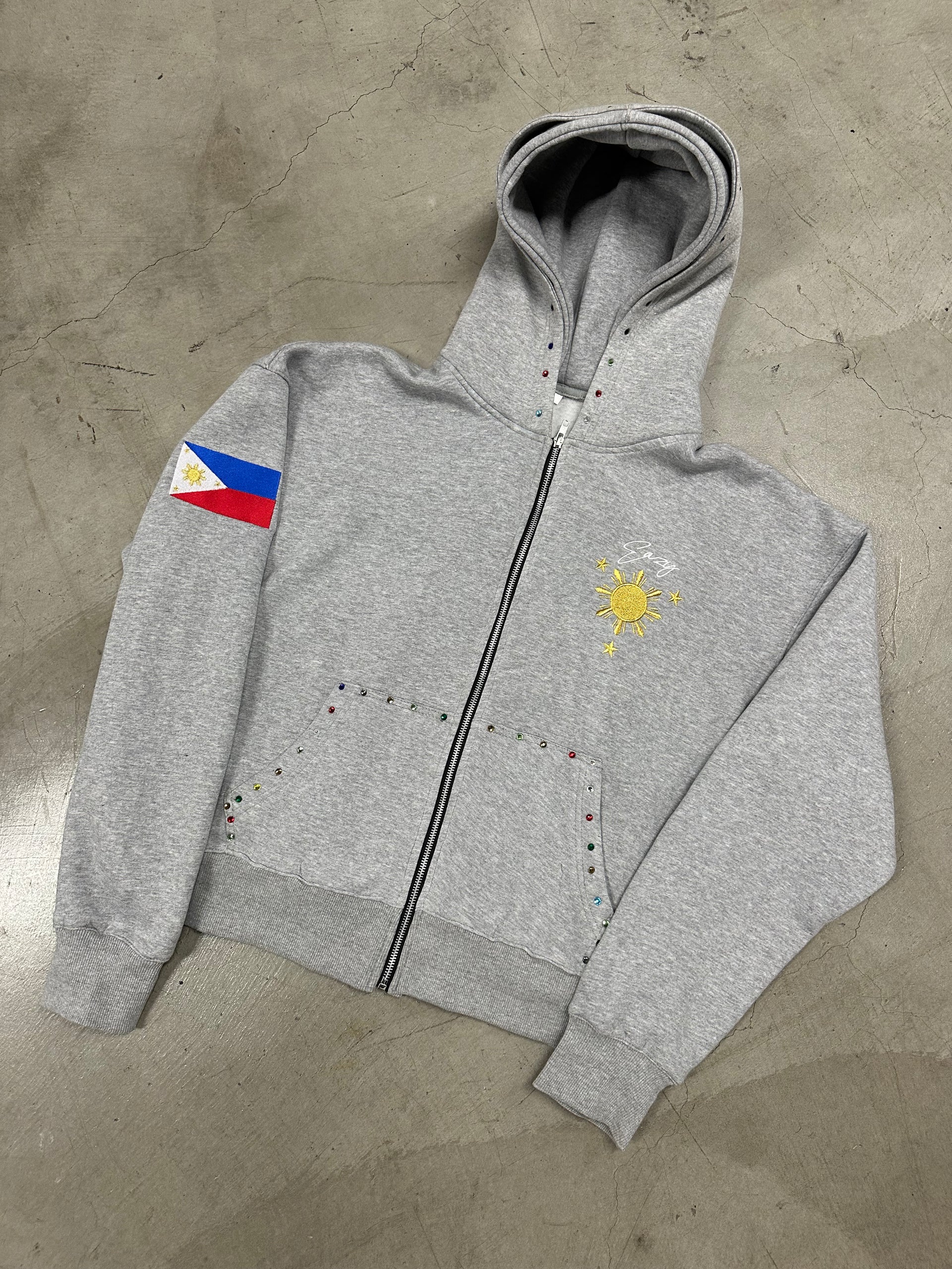 GREY FILIPINO SUN & STARS HOODIE 2.0