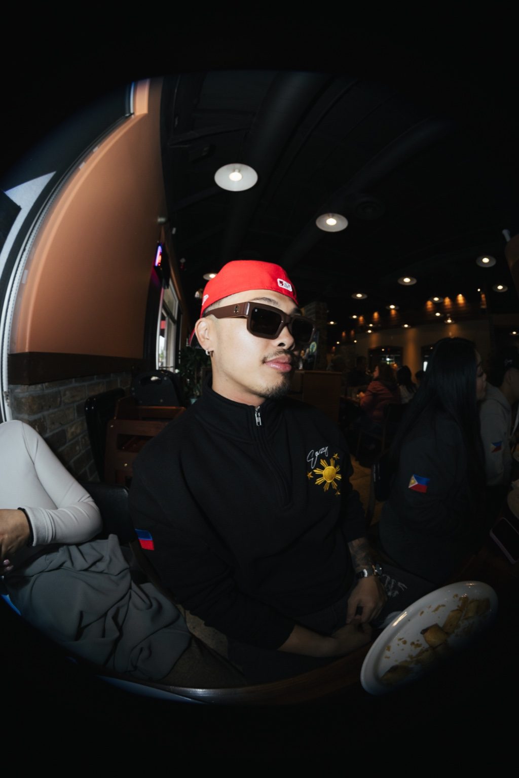 BLACK FILIPINO SUN & STARS QUARTER ZIP