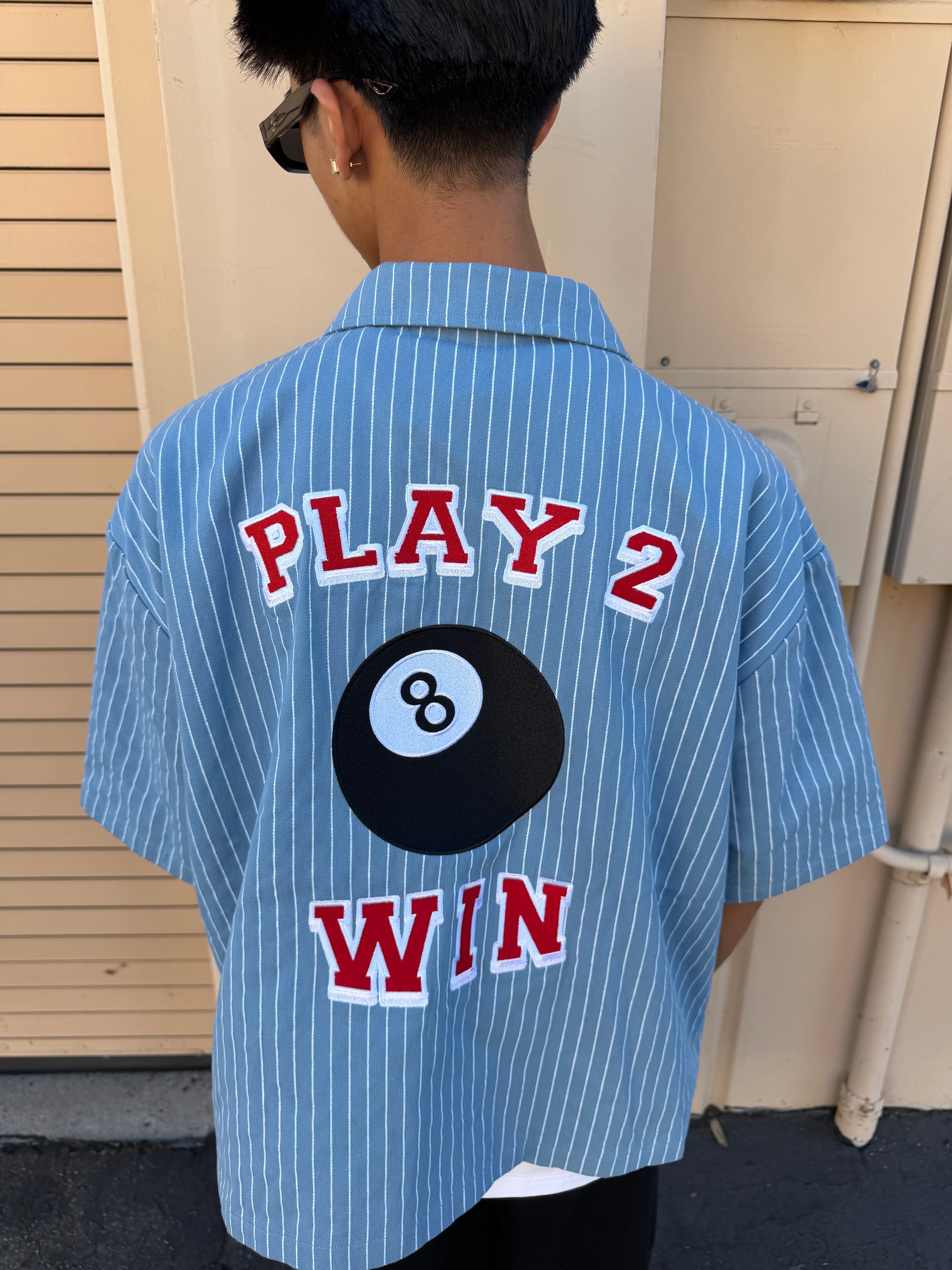 BLUE PINSTRIPE PLAY 2 WIN WORKSHIRT