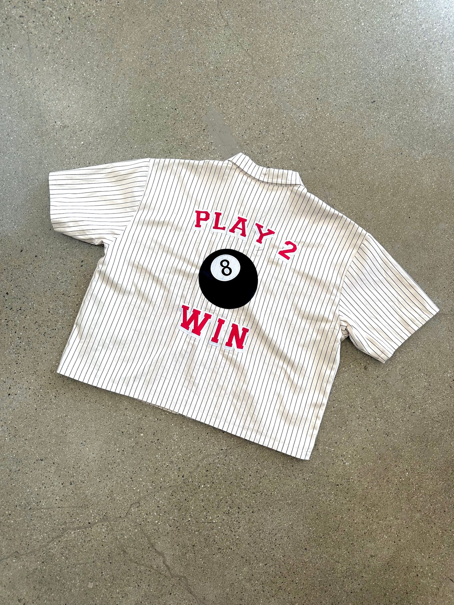 (CREAM/BLACK) PINSTRIPE PLAY 2 WIN CUT & SEW