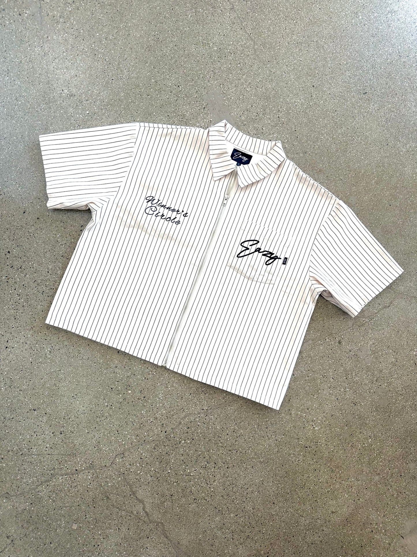 (CREAM/BLACK) PINSTRIPE PLAY 2 WIN CUT & SEW