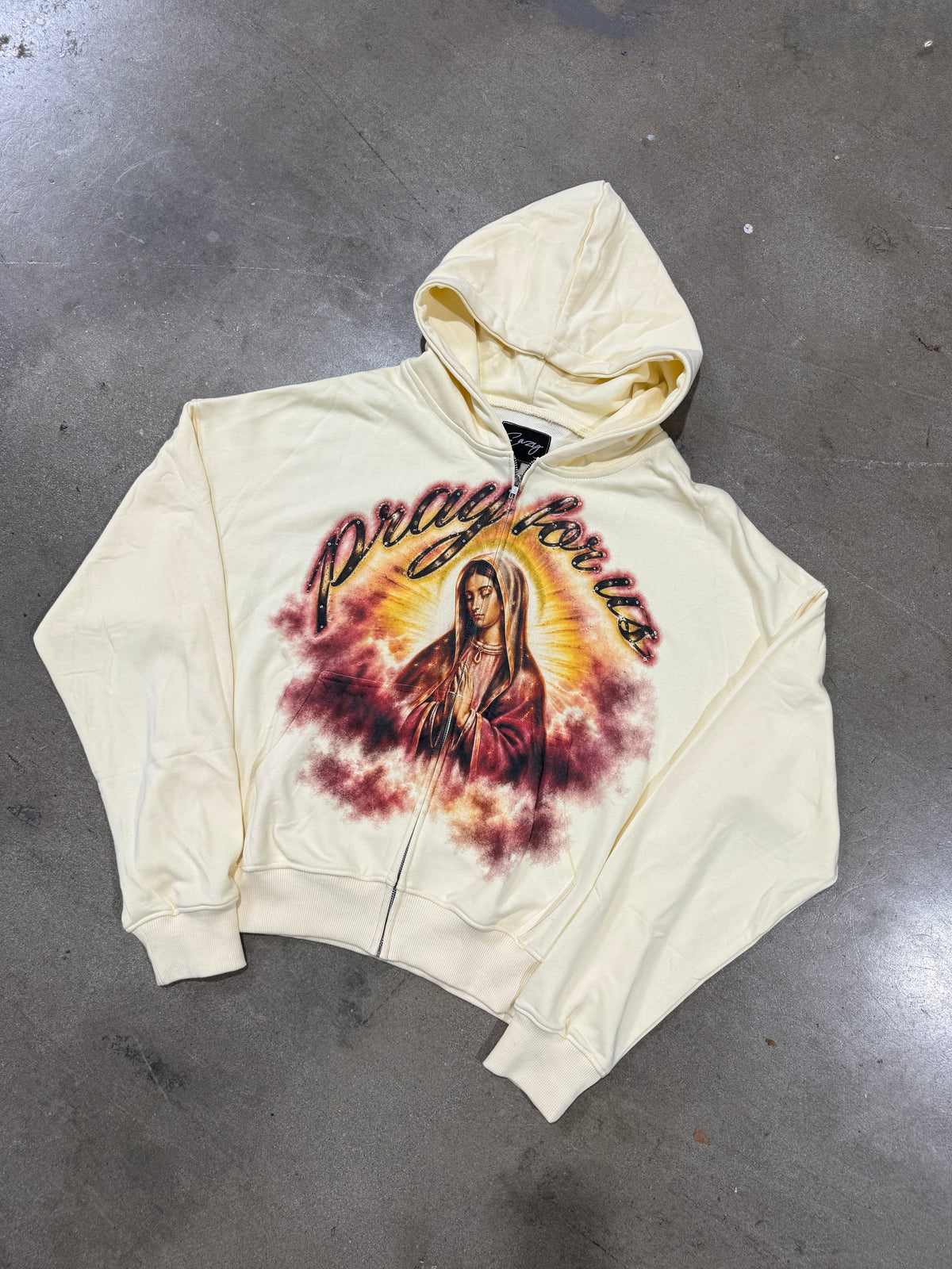 CREAM PRAY FOR US HOODIE