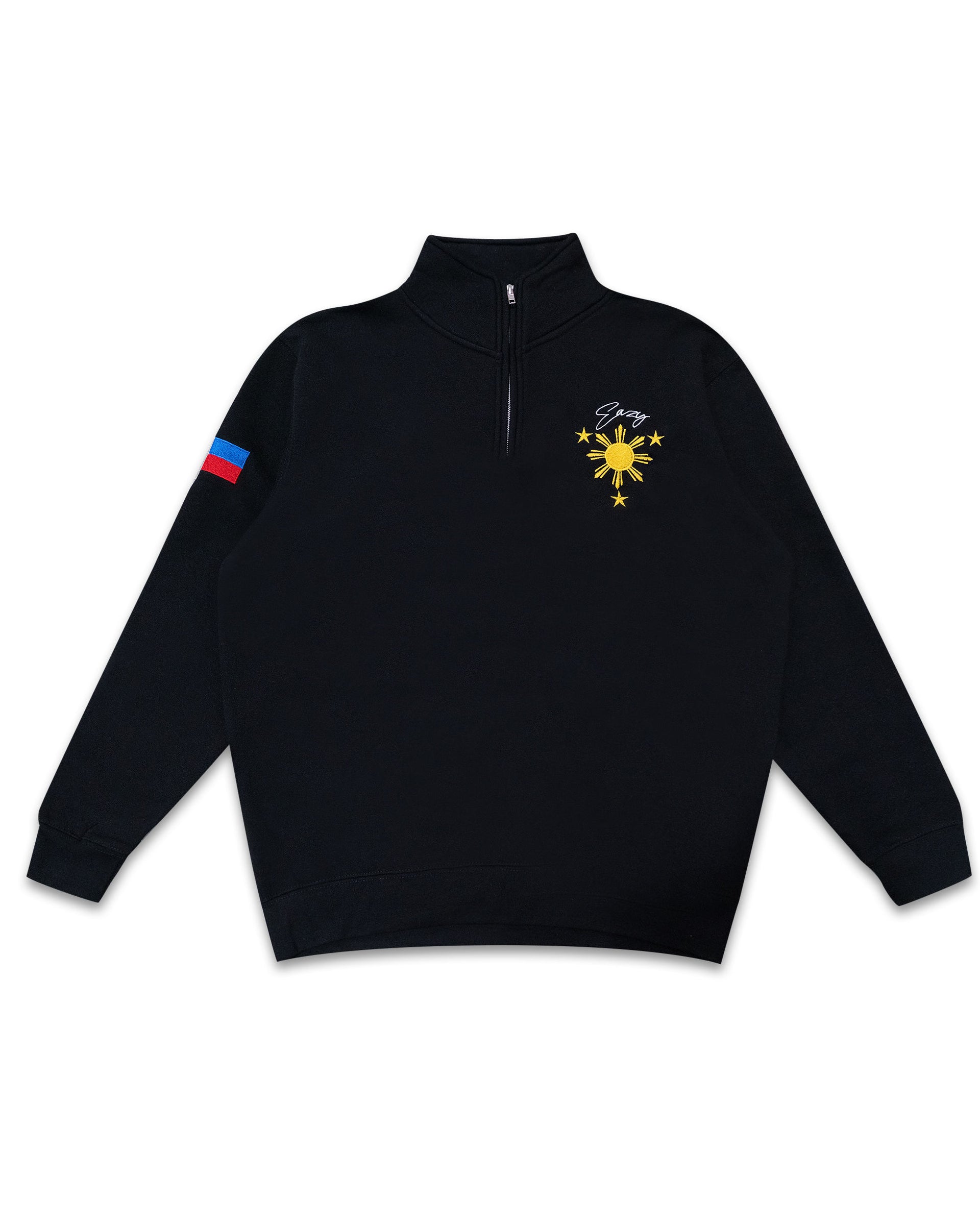 BLACK FILIPINO SUN & STARS QUARTER ZIP