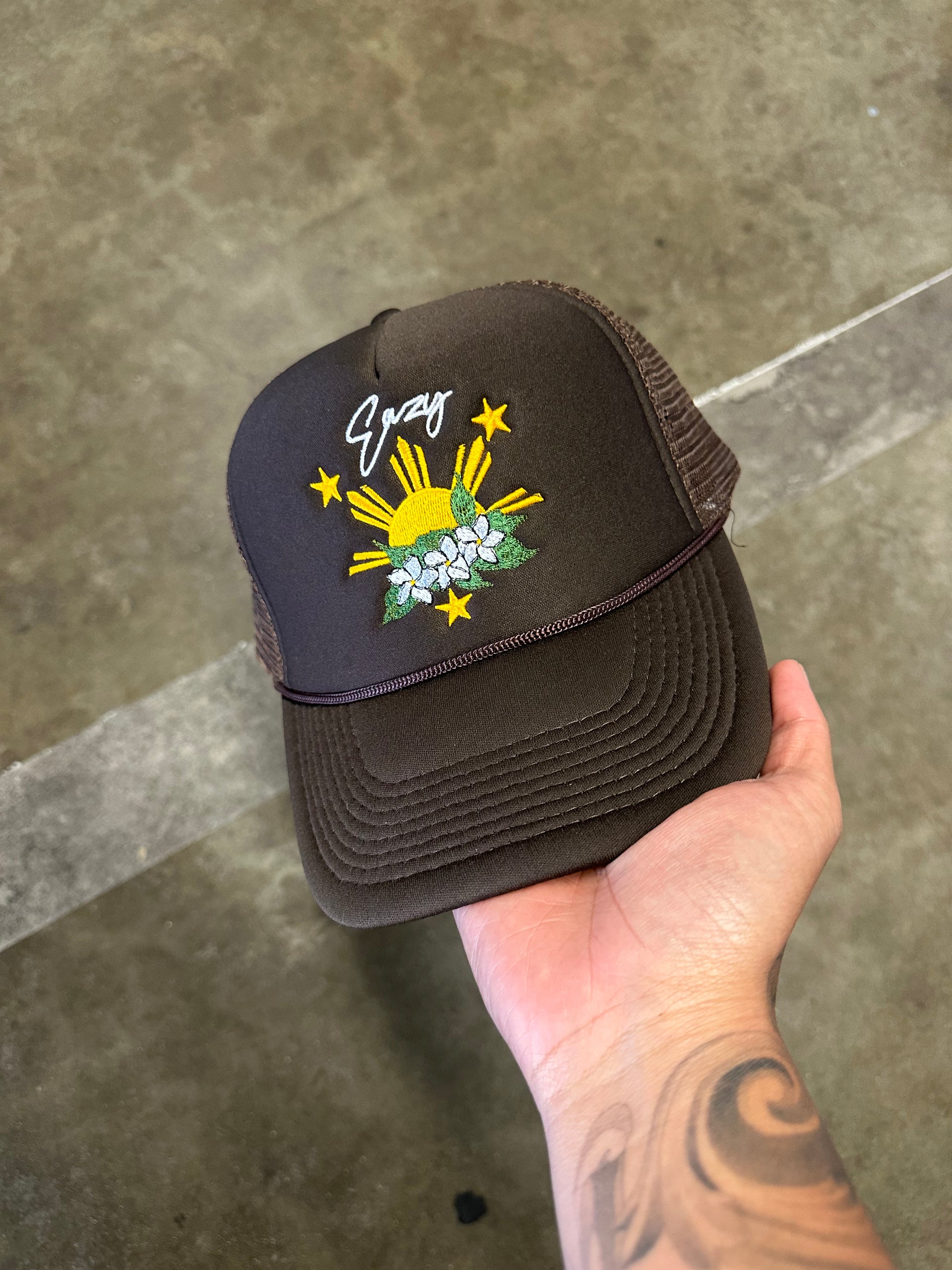 (BROWN) FILIPINO SUN & SAMPAGUITA FLOWER TRUCKER