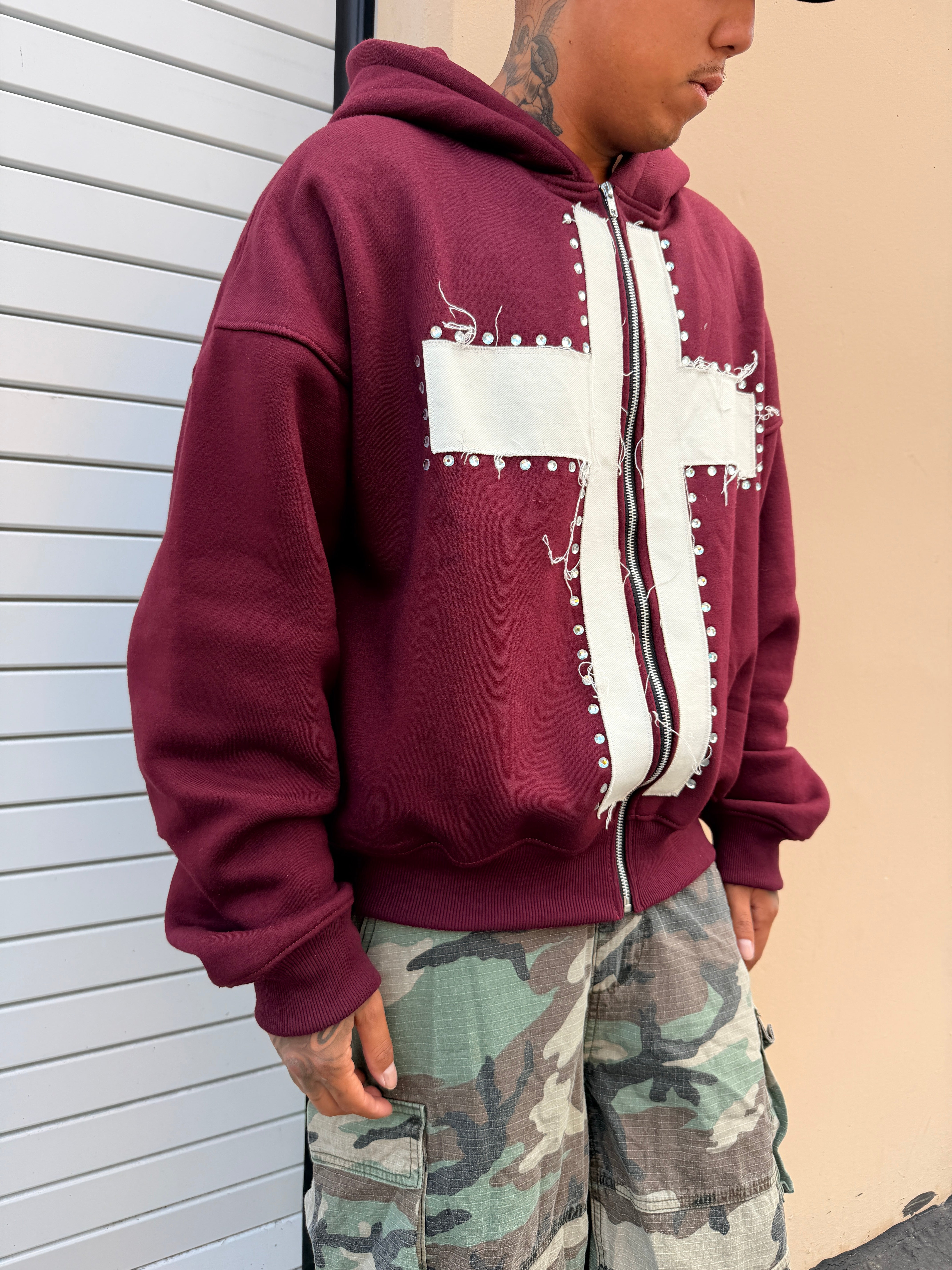 CROSS FAITH HOODIE WINE