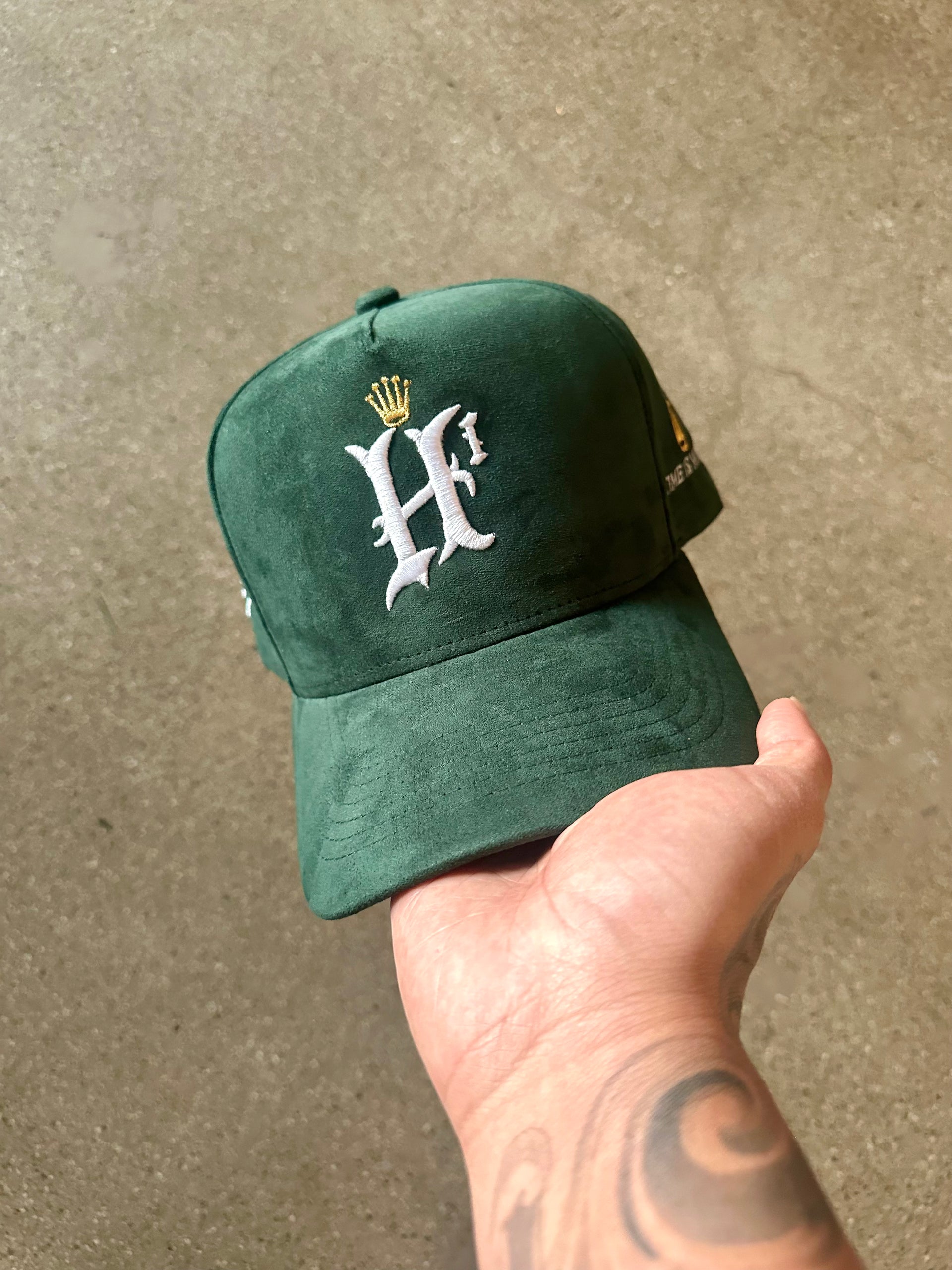 GREEN SUEDE HAWAII $ TIME IS MONEY SNAP