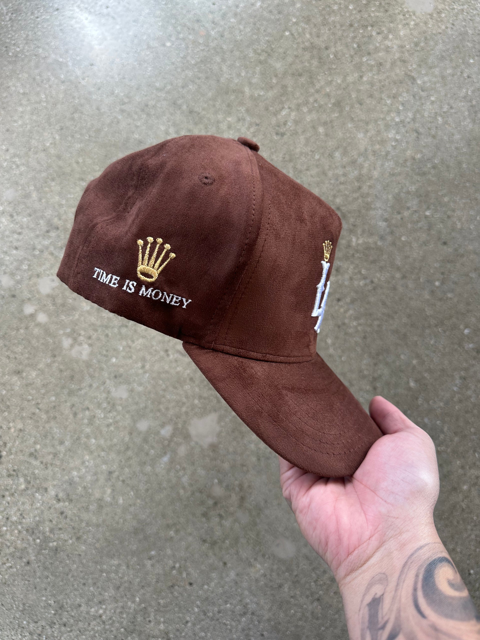 BROWN SUEDE LA $ TIME IS MONEY SNAP