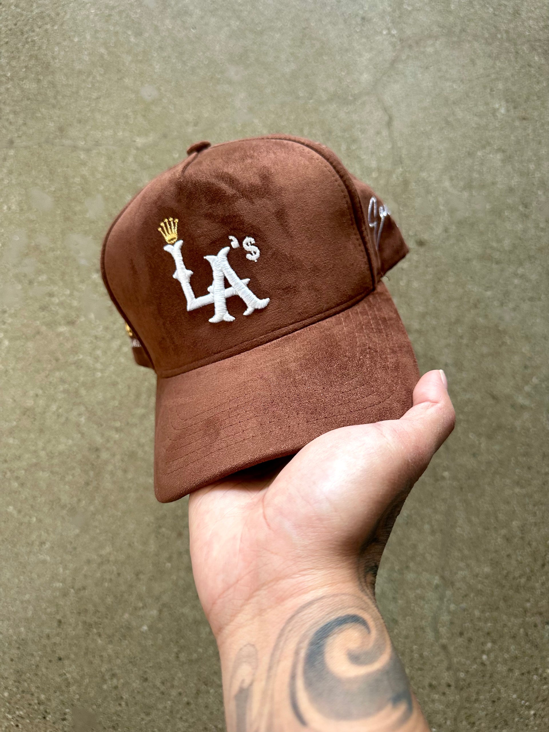 BROWN SUEDE LA $ TIME IS MONEY SNAP