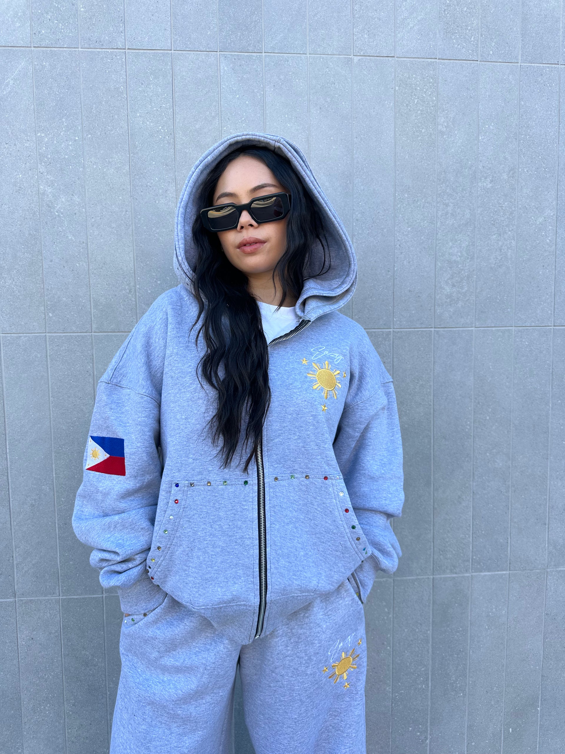 GREY FILIPINO SUN & STARS HOODIE 2.0