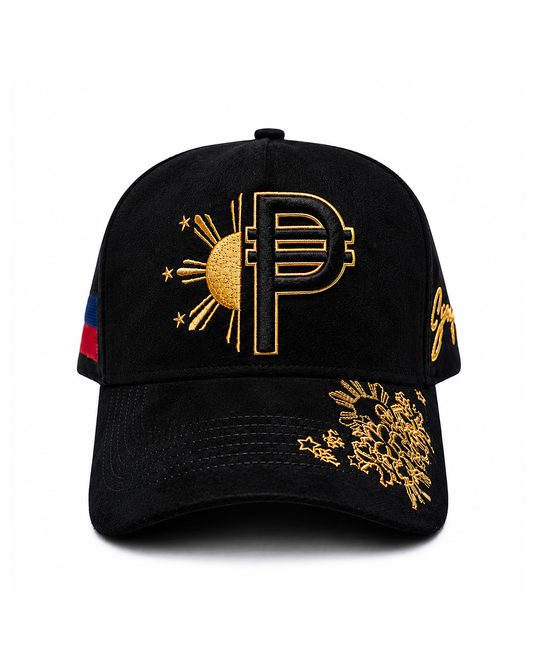 BLACK / SHINY GOLD SUEDE PESO HAT