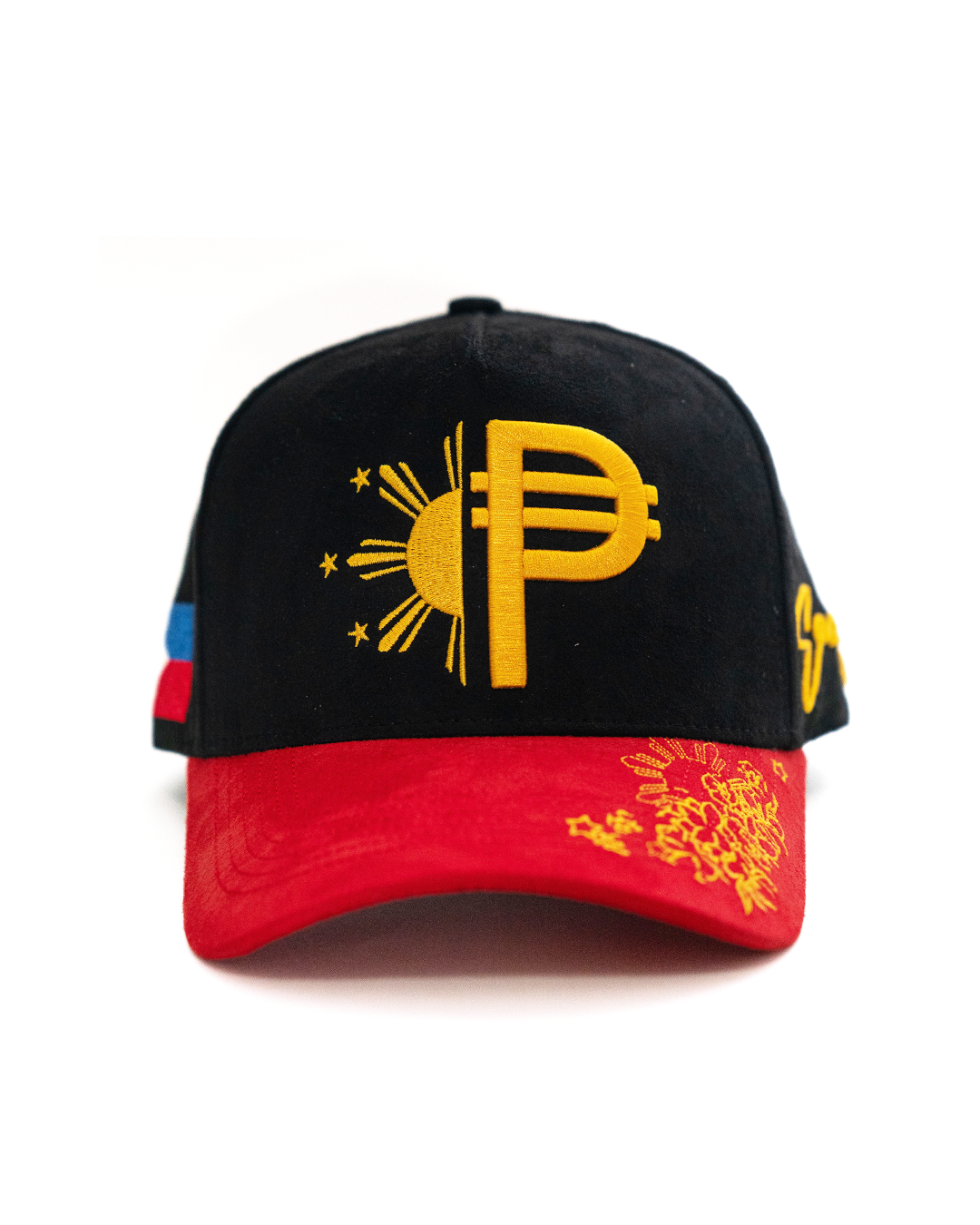 BLACK/RED SUEDE FILIPINO PESO SNAP