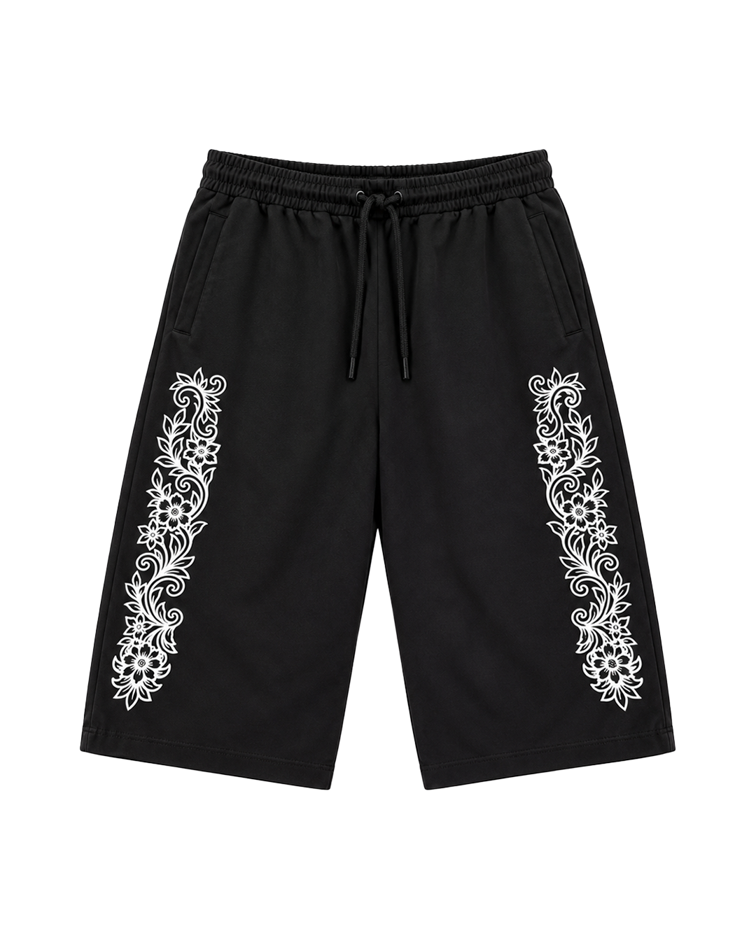 BLACK 3/4 SAMPAGUITA SHORTS