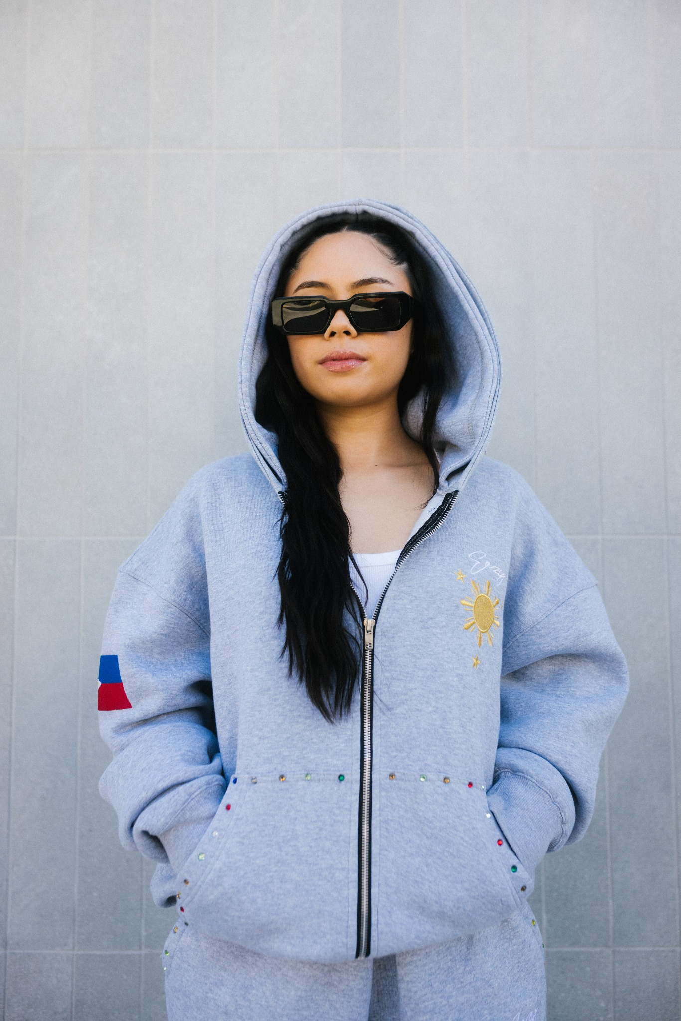GREY FILIPINO SUN & STARS HOODIE 2.0