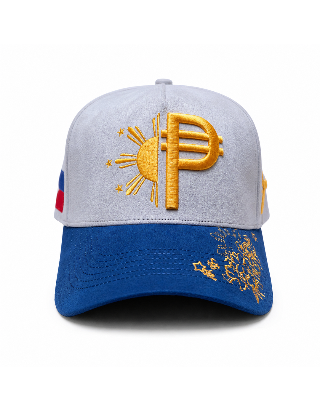 GREY BLUE SUEDE FILIPINO PESO SNAP