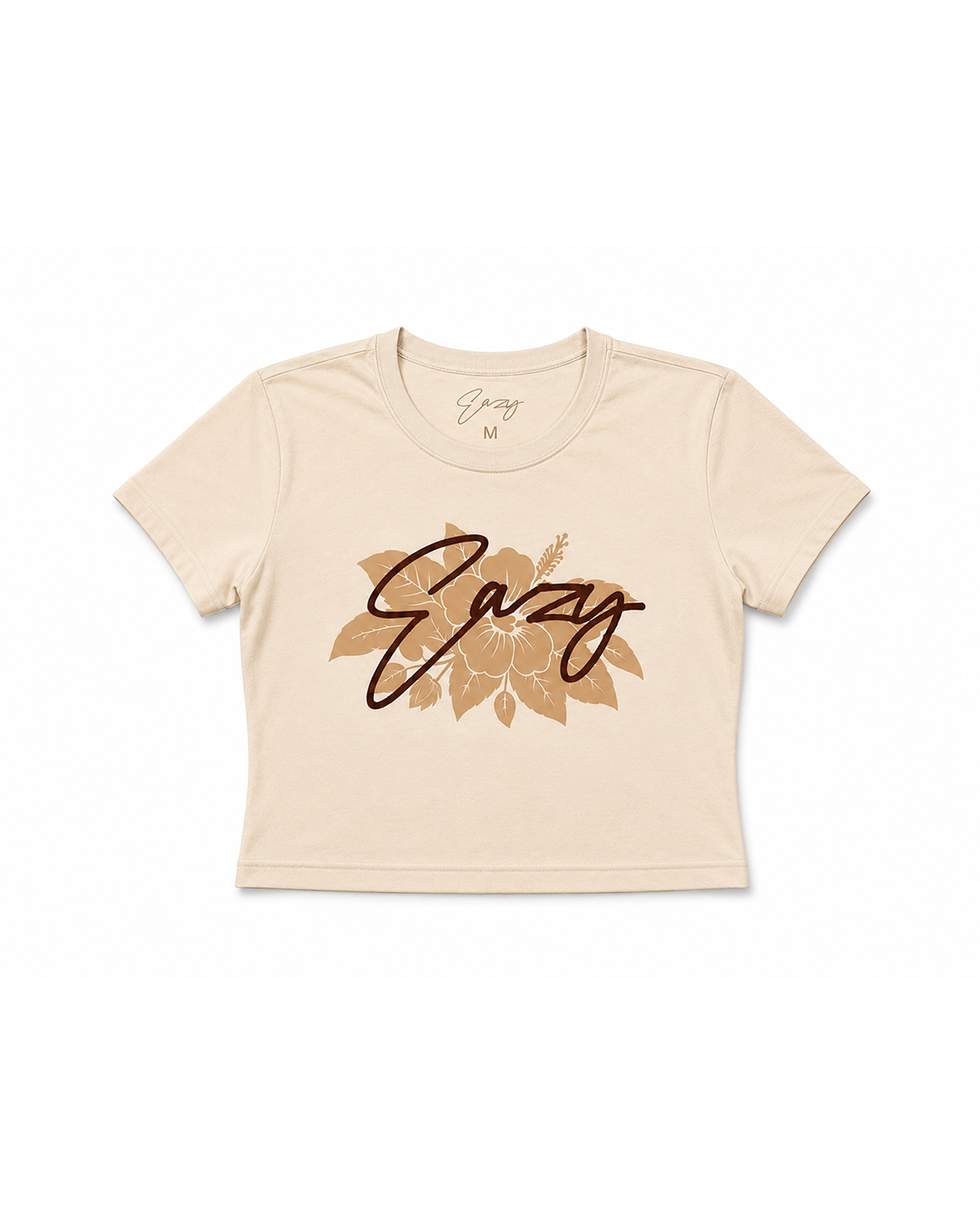 CREAM ALOHA BABY CROP TEE