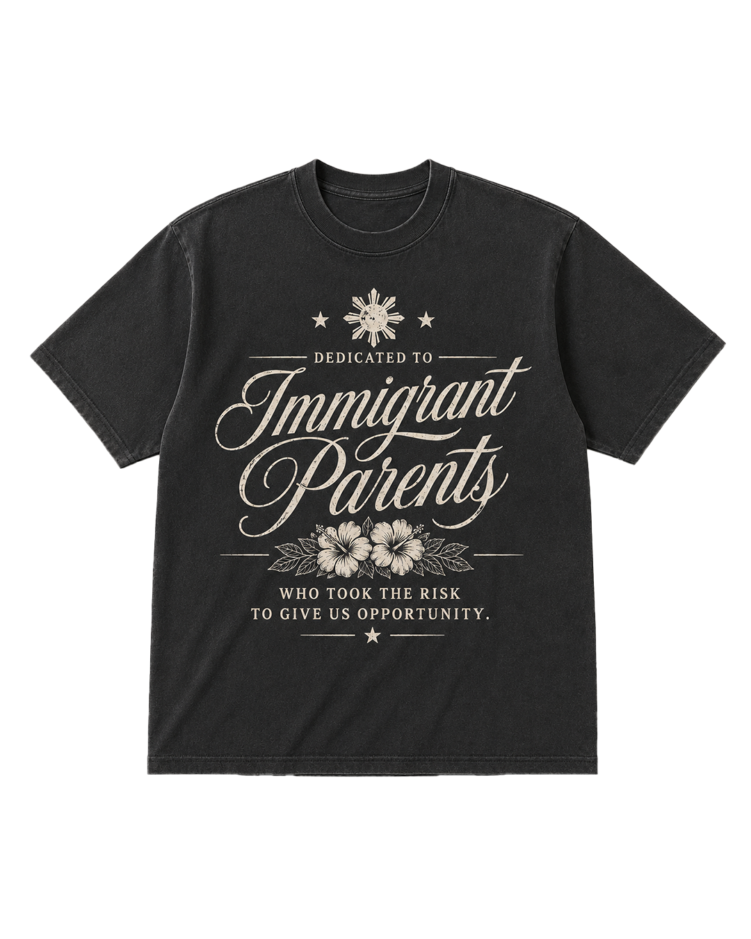 IMMIGRANT PARENTS TEE WASHED BLACK